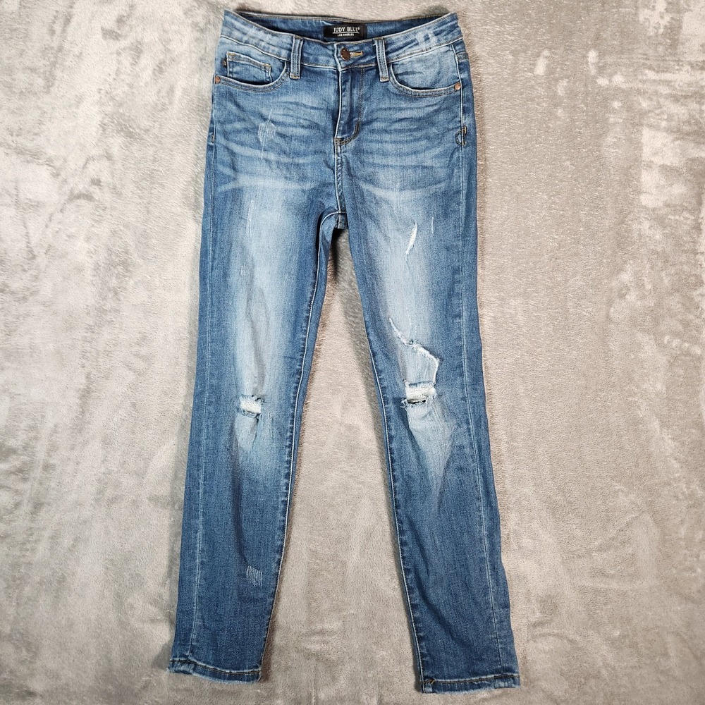 Judy Blue Jeans Women's 27X27 (Tag 28) Blue‎ Relaxed Fit JB8271DK Destroyed